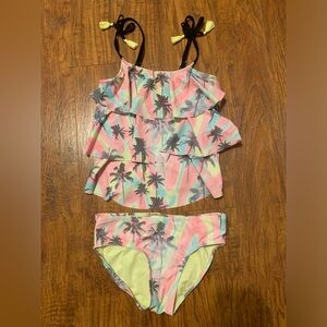 Justice Tropical Ruffle Tankini Swim Set